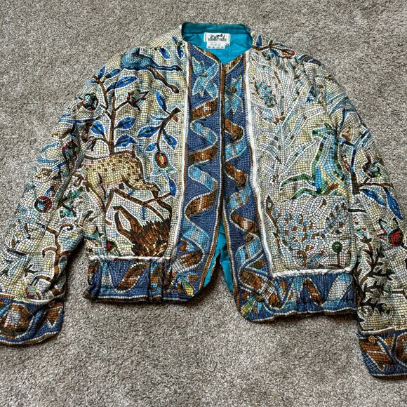 Hermes Silk Pavement Mosaic Tiles Patterned Bomber Jacket And Mini Skirt US 2/38 - Picture 2 of 14